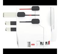 Adaptateur de Voyage Universel Skross PRO Light USB (2xA) Blanc - Puissance 1575W, 2 Ports USB, 65x70x68mm, 181g, Ref 1.302470