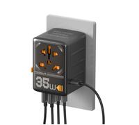 Adaptateur de voyage universel TESSAN 35W GaN avec charge rapide USB C, adaptateur de prise international pour prise UE/UK/USA/AUS