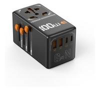 TESSAN Adaptateur de voyage international 100 W GaN avec prise universelle 2 USB A et 2 USB C, chargeur rapide pour EU/UK/USA/AUS