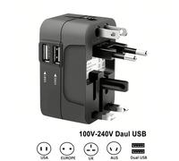 Adaptateur de voyage universel tout-en-un avec double port USB, entrée 110V-240V, fiches UE/US/UK/AU, protection contre les surtensions, pour plus de 150 pays, indispensable pour les voyages d'affaire