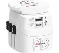 Adaptateur de Voyage Universel USB-A et USB-C Power Delivery 50W PRO Light World Skross Blanc Blanc