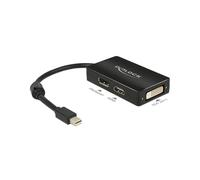 Adaptateur DeLOCK 62623 : Mini DisplayPort mâle vers DisplayPort + HDMI + DVI femelle, 0.16m, résolution max. 1920x1200, noir, passif.