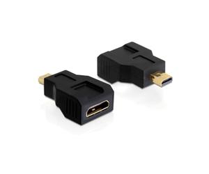 Adaptateur DeLOCK 65271 HDMI-C 19-pin Mâle vers HDMI Micro-D 19-pin Femelle, contacts plaqués or, noir, Changeur de Genre HDMI.
