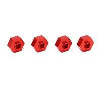 Adaptateur d'entraînement de moyeu hexagonal de roue de 12mm, accessoire RC en alliage d'aluminium pour voiture Traxxas LaTrax 1/18 RC 4 pièces (Rouge)