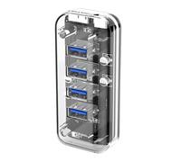 Adaptateur d'extension 4 ports USB 3.0 rapide 5 Gbps double alimentation pour ordinateurs portables, claviers, disque dur externe compatible ordinateur portable