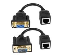 Adaptateur d'extension Ethernet VGA VGA 15 broches mâle/femelle vers RJ45 câble adaptateur cat5e / cat6 rallonge Lan convertisseur 15m pour vidéo multimédia 16cm - 2pcs