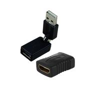 Adaptateur d'extension USB 2.0 rotatif à 360 degrés (noir)