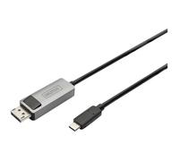8K@30Hz. USB Type C to DP, adapter cable HBR3, Alu Housing, Black 2m