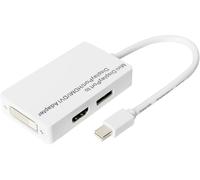 Adaptateur Digitus DVI / HDMI / DisplayPort Prise femelle DisplayPort , Prise femelle HDMI-A, Prise femelle DVI-D 24+1 pôles 0.20 m blanc DB-340509-002-W