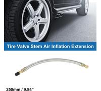 Adaptateur D'Inflation D'Air De Valve De Pneu De Tige De Valve De Pneu Durable De 250Mm De Longue Extension De Valve De Pneu En Cuivre Purr En Acier Inoxydable Ton Argent