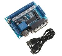 Adaptateur d'interface CNC pour pilote de moteur pas à pas - Carte de contrôle 5 axes compatible USB avec 17 ports E/S, sortie de vitesse de broche analogique 0-10 V, entrées isolées, entrée 12-24 V
