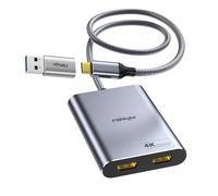 Adaptateur DisplayLink USB C et USB 3.0 vers Dual HDMI Splitter pour Mac M1, M2, M3, macbook Air, macbook Pro