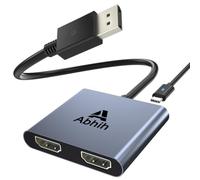 Adaptateur DisplayPort vers double HDMI, répartiteur HDMI pour écran étendu | Répartiteur DisplayPort 1 entrée 2 sorties pour deux moniteurs HDMI, adaptateur DP 1.4 SST/MST Hub pour PC/ordinateur