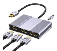 Adaptateur DisplayPort vers HDMI 1 entrée 3 sorties | 4K60Hz | Répartiteur DP vers HDMI pour 3 moniteurs, hub MST pour ordinateur de bureau, ordinateur portable, carte graphique - MACOS ne