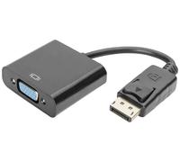 DisplayPort adapter cable, DP - HD15 M/F, 0.15m,w/interlock, DP 1.1a compatible, bl