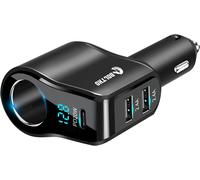 Adaptateur Distributeur Allume-Cigare Usb Pd20w 120w,4.8a Chargeur De Voiture Double Usb Avec Voltmètre Numérique Led,Adaptateur De Charge Rapide Usb 12v/ 24v,Distributeur Usb De Voiture