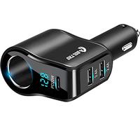 Adaptateur Distributeur Allume-Cigare USB PD20W 120W, BOLTHO 4.8A Chargeur de Voiture Double USB avec voltmètre numérique LED, Adaptateur de Charge Rapide USB 12V/ 24V, Distributeur USB de Voiture