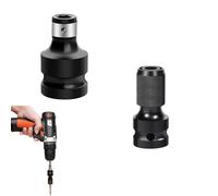 Adaptateur double 1/2 ″ vers 1/4 ″ acier haute dureté pour tourne-vis à percussion - 2 pièces multifonction conversion carrée à hexagonale pour cloueuse/visseuse, embout impact