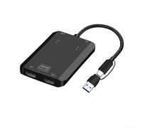 Adaptateur double pour vidéo USB C 1080p 60 Hz noir ABS double pour vidéo | Fonctionne avec Windows X86/X64/ARM, Intel pour AMD pour Snapdragon, nécessite des droits d'administrateur pour