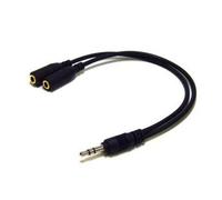 Adaptateur Double Prises Jack 3.5 Mm Male Stereo Femelle Mono NOIR