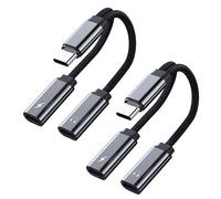 Adaptateur Double USB C 2 en 1,PD60W Dual C Cable Charging and Headset (câble de Charge et Casque) Compatible avec Samsung, Huawei, Pixel,Câble TPE Robuste et Portable（2 pièce/Gris）