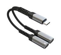 Adaptateur Double USB C 60W 2-en-1, Répartiteur Type C vers 2 Type C, Charge et Audio Haute Résolution Simultanés, Compatible avec iPhone 16/15 iPad Air/Pro Samsung Galaxy S24/S23/S22/S21 Google Pixel