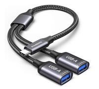 Adaptateur double USB C, câble doubleur USBC répartiteur splitter, type C mâle vers 2 USB A femelle extension charge données compatible avec ordinateur portable Mac iPhone 15 16 Voiture PS5