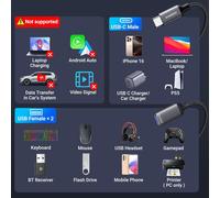 Adaptateur Double Usb C, Câble Doubleur Usbc Répartiteur Splitter, Type C Mâle Vers 2 Usb A Femelle Extension Charge Données Compatible Avec Ordinateur Portable Mac Iphone 15 16 Voiture Ps5[Z3589]