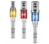 Adaptateur Douille Visseuse,Adaptateur Douille Impact,1/4", 1/2", 3/8" Hexagonal(6,3 mm, 9,5 mm, 12,7 mm) pour perceuse et visseuse sans fil, douilles et porte-embouts