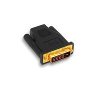 Adaptateur DVI 24+1 mâle vers HDMI Femelle, plaqué Or Noir, 1080p, Compact, conçu pour connecter des appareils vidéo.