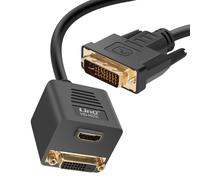 Adaptateur DVI Mâle vers DVI-D Femelle et HDMI Femelle Compact 33cm Noir
