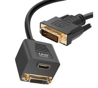 Adaptateur DVI Mâle vers DVI-D Femelle et HDMI Femelle Compact 33cm Noir
