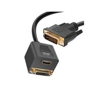 Adaptateur DVI Mâle vers DVI-D Femelle et HDMI Femelle Compact 33cm Noir