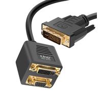 Adaptateur DVI Mâle vers VGA Femelle et DVI-I Femelle Compact 33cm LinQ Noir G