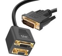 Adaptateur DVI Mâle vers VGA Femelle et DVI-I Femelle Compact 33cm LinQ Noir G