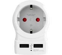 Skross Adaptateur électrique EUROPE TO USA+ – 2 ports USB – Blanc