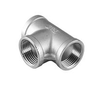 Adaptateur en acier inoxydable SS 304, 1/8 "1/4" 3/8 "1/2" 3/4 "1" 1-1/4 "1-1/2", filetage femelle BSP, raccord de tuyau d'eau, té à 3 voies égal(DN6)