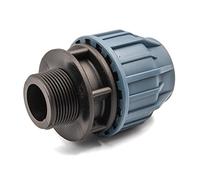 Adaptateur en polypropylène avec filetage extérieur pour tuyau PE 20mm x 3/4" - raccord à compression pour eau potable, 16 bar, cert. DVGW/KIWA/WRAS