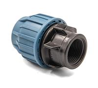 Adaptateur en polypropylène avec filetage intérieur pour tuyau PE 25mm x 1" - raccord à compression pour eau potable, 16 bar, cert. DVGW/KIWA/WRAS