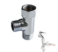 Adaptateur en T 3/8 pour vanne d'arrêt - Répartiteur rotatif en laiton chromé - Écrou IG 3/8 + 2 sorties AG 3/8 - Pour osmose inverse et filtres à eau