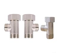 Adaptateur en T à trois ports en laiton conçu pour les applications de bidet utilisant des interfaces de tuyau filetées de 7/8", 3/8" et 1/2" (7/8)