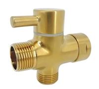 Adaptateur en T for robinet d'eau, robinet 3 voies, vanne de dérivation en acier inoxydable plaqué or, séparateur en laiton, pommeau de douche, té K5(G1 2)