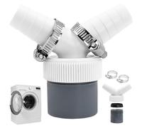 Adaptateur en Y Double Évacuation Machine à Laver, Raccord Lave-Vaisselle et Sèche-Linge pour Siphon DN40, Sortie Ø40 mm 1½", Tuyaux Ø18-24 mm, 2 Colliers Inox 20-32 mm