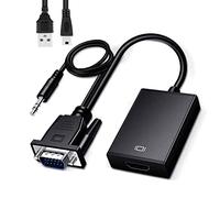 Adaptateur entrée VGA vers Sortie HDMI 1080P VGA mâle vers HDMI Femelle convertisseur pour Ordinateur, Ordinateur de Bureau, Ordinateur Portable, PC, Moniteur, HDTV avec câble Audio et câble USB
