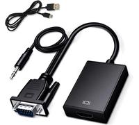 Adaptateur Entrée Vga Vers Sortie Hdmi, Câble Vga Vers Hdmi Convertisseur Vga Mâle Vers Hdmi Femelle 1080P Avec Câble Audio 3,5 Mm Et Câble D'Alimentation Pour Les Tv, Projecteurs [YIN4183423]