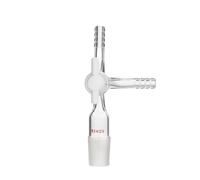 Adaptateur Entrée Vide 3 Voies en Verre avec Joint Rodé-24# Robinet PTFE | Adaptateur Prise Vide Joint Rodé Robinet en Verre Synthèse Organique Labo