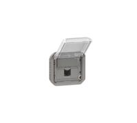 Adaptateur étanche Plexo IP55 pour fonction Mosaic - verrouillable par outil finition gris à volet transparent - 069579L - Legrand