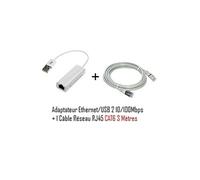 Adaptateur Ethernet 10/100 USB 2.0 avec cable ethernet cat6 3 mètres de Vshop