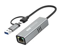 Adaptateur Ethernet 5G USB 3.2 avec RTL8157, convertisseur 2 en 1 USB-A/Type-C vers carte réseau RJ45 LAN 5 Gbit/s pour PC, ordinateur portable, Windows, Mac OS, Linux (5 Gbit/s besoin de type C > 3.2