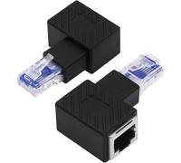 Adaptateur Ethernet Cat5E/Cat6 Rj45¿Pack De 2 Adaptateurs Ethernet Rj45/8P8C Mâle À Femelle À Angle Droit À 90 Degrés Prenant En Charge Cat6/Cat5E (Droit)